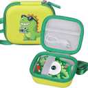 worfty Kids Camera Case Compatible with YEEHAO/Goopow/Hangrui/Masterbee/OUTUVAS/GKTZ Digital Video Camera Toys Camcorder Storage Holder Carrying  Green Dinosaur(Case Only) (Green dinosaur)