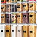 Airtight Food Storage Containers with Lids, Vtopmart 24 pcs Plastic Kitchen and Pantry Organization Canisters for Cereal, Dry Food, Flour and Sugar, BPA Free, Includes 24 LabelsBlack, Tall, Large, Medium, Small