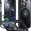 ESR for iPhone 16 Pro Case with Stand, Camera Control Button Compatible with MagSafe, Full-Body Military-Grade Drop Proof Case with Built-in 9H+ Tempered Glass Screen Protector, Frosted Black