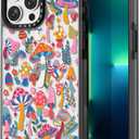 Compatible for iPhone 13 Pro Max Case Cute Aesthetic - Durable Shockproof 6.6 ft Drop Impact Phone Case Cover with Funny Fashion Mushroom Jungle 6.7" Black