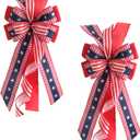 Large Patriotic Wreath Bows for Front Door, Memorial Day Red Blue White Stars and Stripes Bows for Wreath