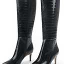JOY IN LOVE Women's Knee High Tall Boots 2.75" Stiletto Heel Pointed Toe Zipper Boots Size 6