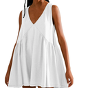 Women 2024 Summer Casual Mini Dresses V Neck Flowy Sundresses Sleeveless Hot Short Mini Dress Comfy Trendy Clothes M