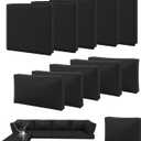 Aoxun 11pcs Patio Cushion Covers Replacement, Waterproof Outdoor Furniture Cushion Covers with Zipper and Non-Slip Bottom, Patio Sofa Couch 3 Sizes for Patio Sectional, Covers Only (Black)