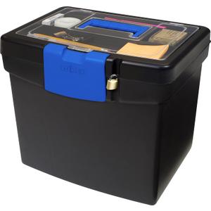 Storex File Box Nesting Portable with Drawer Cobalt, Black Blue