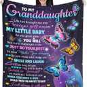 Granddaughter Gifts from Grandma Grandpa, to My Granddaughter Blankets Gifts for Birthday Christmas Graduation Mother's Day, Soft Flannel Throw Gift for Girls-40x50 Inches