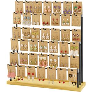 Jewelry Display for Vendors,6 Tiers 42 Hooks Earring Rack Display Holder Stand, Earring Organizer Holder for Necklaces Rings Bracelets Keychains,Jewelry Display for Selling with Earrings Cards-Black