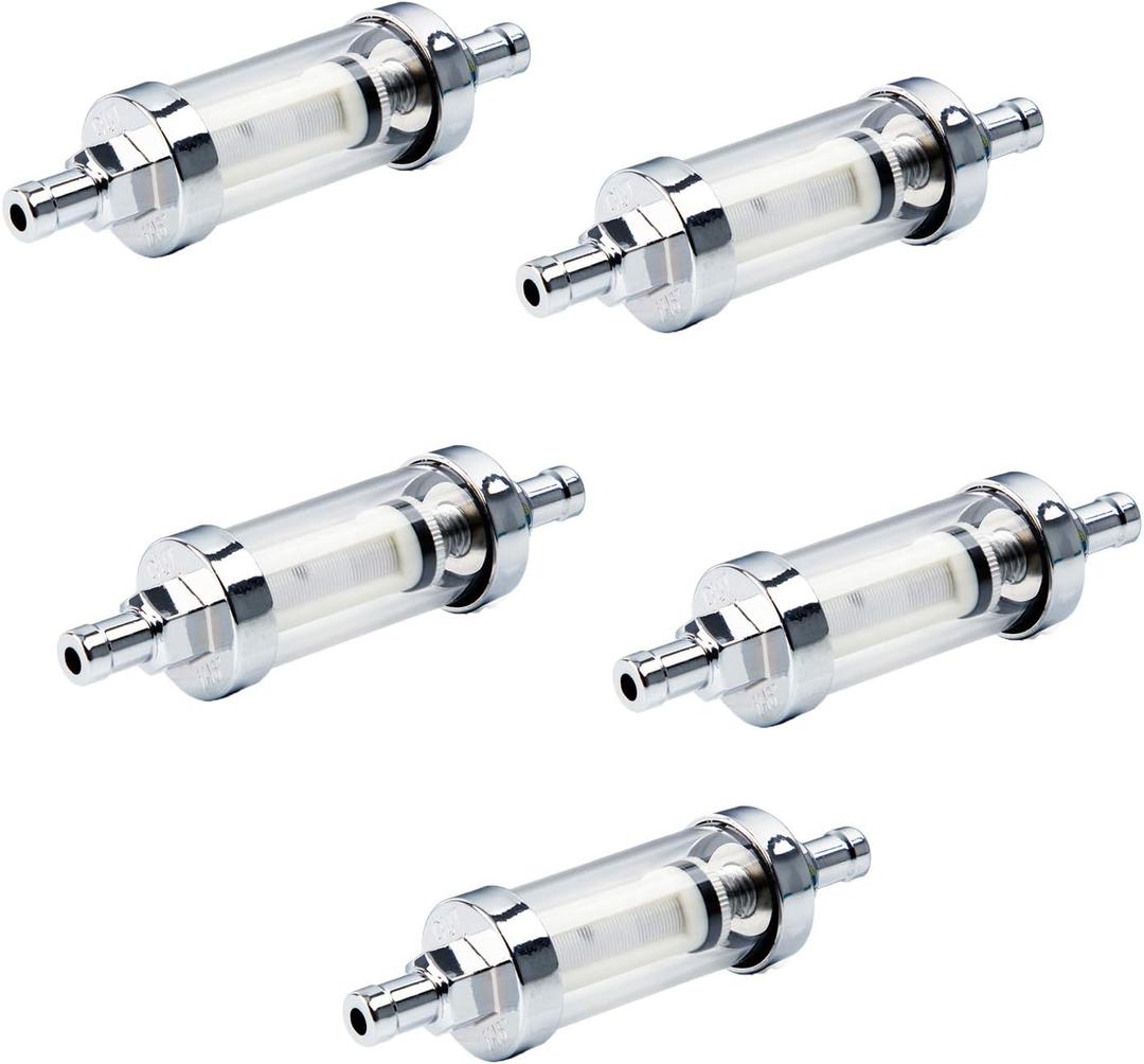 5/16 inch 9747 Inline Fuel Filter With Clear View Glass And Chrome (5)