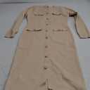 Women Long Sleeve V Neck Split Hem Knit Dress Winter Slim Fit Elegant Evening Party Pencil Dresses M