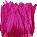 Daieeparty Hot Pink Rooster Fringe Trim 2.15Yard 8-10inch for Feather Shawl Cape,DIY Sewing Craft Clothing Wedding Decoration