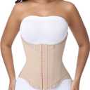 SHAPSHE Waist Trainer For Women Tummy Control Corset Waist Cincher Shapewear Workout Faja Body Shaper With Hooks (Medium, Tan)