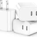 USB C Charger Block,3-Pack Dual Port USB C Fast Charging BlockType C Wall Charger Plug for iPhone 16/15/14/13/12/11/ Pro Max/Plus/Xs Max/XR/X,iPad Pro (20W) (White)
