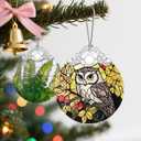Christmas Ornament, Christmas Decoration, Stained Glass Ornament, Heirloom Keepsakes, Holiday Ornaments, Holiday Presents, Unique Xmas Gifts, Gift Exchange Ornaments, Gift Idea - Owl