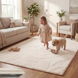1.3" Thick Baby Play Mat 59x79 Plush Foam Mats for Baby (Ivory) | Padded Memory Foam Waterproof Non-Slip Easy Care 100% Baby-Safe Materials, Tummy Time Crawling Playroom Living Room Nursery