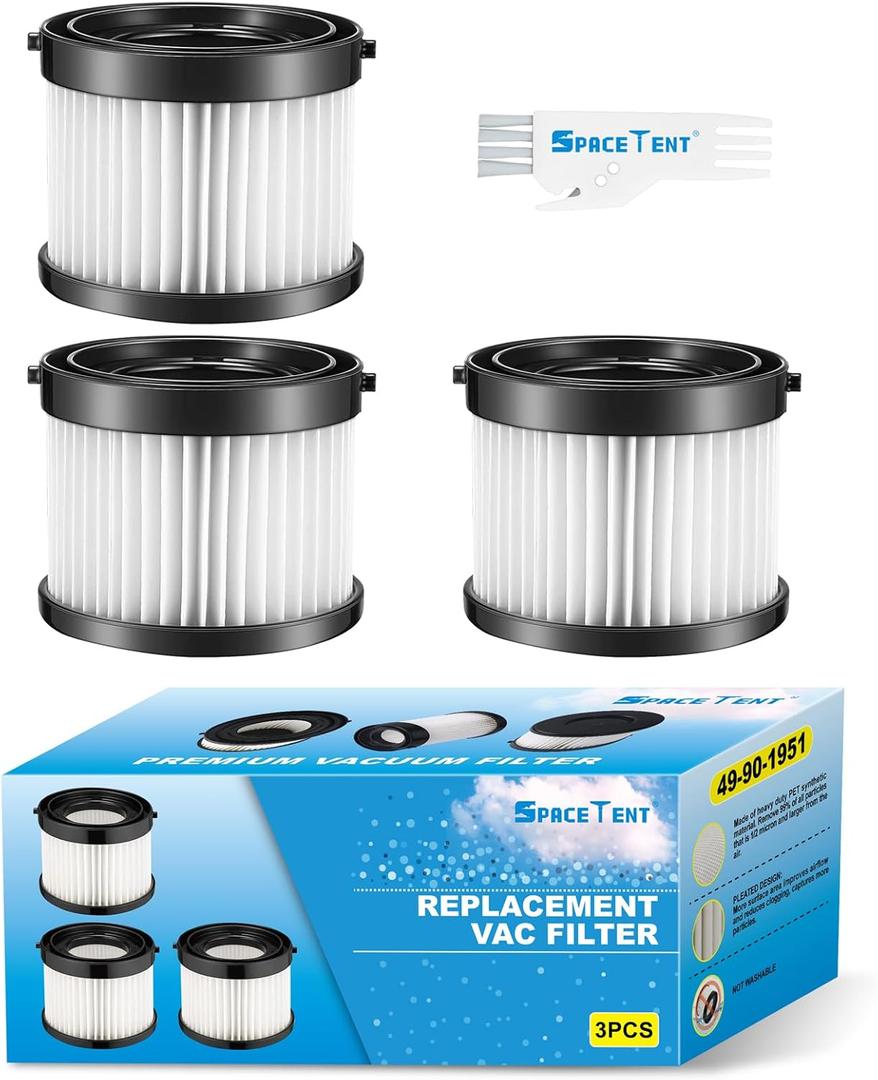 3 Pack HEPA Dry Filter compatible with Milwaukee Compact Vacuum filter M18 Model# 0882-20, Part # 49-90-1951 49-90-0160