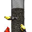 Kingsyard Mesh Tube Bird Feeders for Outdoors Hanging, All Metal, Wild Bird Feeder for Sunflower Seeds or Mealworm, Large Tray & Weatherproof Roof, 2.5 lbs Capacity (Antique Copper)