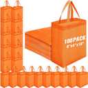 Windyun 100 Pcs Reusable Tote Bag Bulk 8 x 4 x 10 Inch, Orange