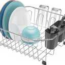 GSlife Small in Sink Dish Drying Rack - Stainless Steel Compact Dish Drainer for RV Kitchen Apartment Sink, Rust Resistant Inside Sink Rack, 12 Person Households, 11.6" W x 13.4" L, Silver