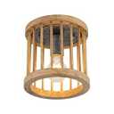 wochos Rustic Farmhouse Ceiling Light, Wood Cage Mini Flush Mount Light, Hallway Light Fixtures for Entryway for Kitchen, Dining Room, Brown