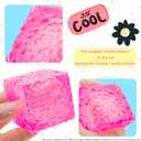 Big Sensory Fidget Toys Textured Stress Cube for Kids Adults, Maltose Filled Squishy Stretchy Balls for Boys Girls, Anxiety Relief Squeeze Toys for ADHD Autism, Home Office Classroom Gifts (Pink)