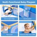 Baby Playpen for Toddlers: 6.56x6.56 ft Kid-Safe Enclosed Play Yard | Non-Slip Base, Breathable Mesh - Easy-Portable for Indoor & Outdoor Baby Play Spaces - Blue