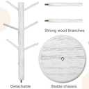 Patelai Coffee Mug Tree 14 Inch Wood Mug Holder Stand with 6 Hooks for Counter, Coffee Bar Accessories and Organizer Station Removable(White)