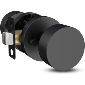 Mega Handles - Buena Privacy Door Knob for Hallway, Closet and Bathroom, Reversible Heavy Duty Design Door Knobs, Fits All Standard Door Sizes, Screws Included - Matte Black (1 Pack)