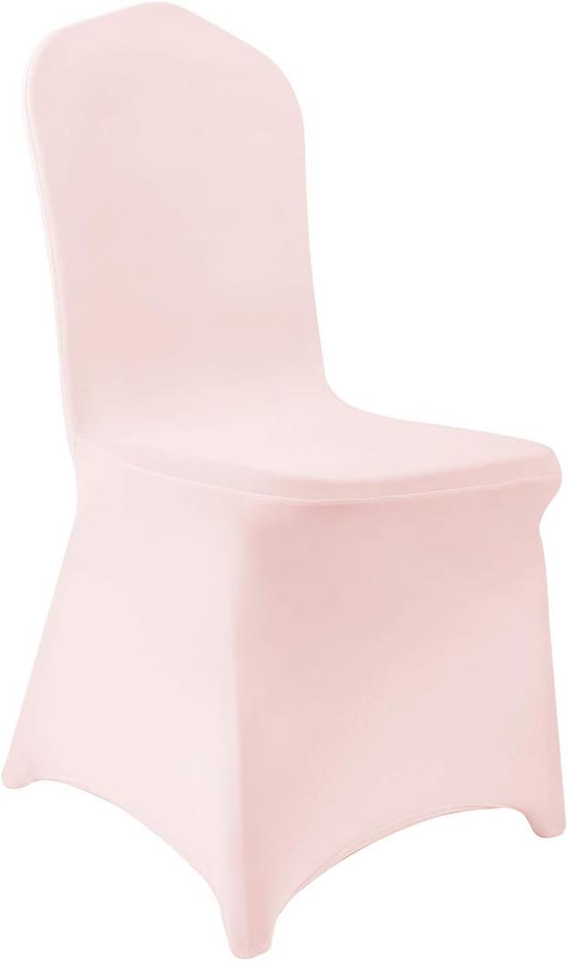 Peomeise 12pcs Stretch Spandex Chair Cover for Wedding Party Dining Banquet Event (Blush Pink, 12)