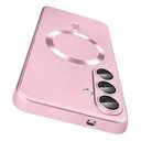 Dinick Designed for Samsung Galaxy S25 Case with Camera Lens Protector Compatible with MagSafe Soft TPU Bumper Protective Cover Anti-Scratch Matte Back for Samsung Galaxy S25 Case Pink