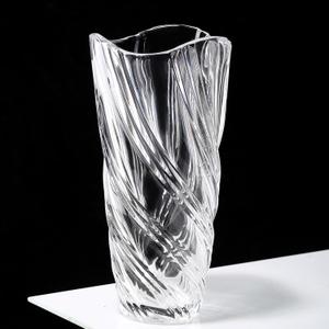 Glass Vase,Elegant Spiral Decorative Centerpiece for Home, Office,Wedding, Stylish Blown Glass Flower Vase, Clear (11.6" Hight)
