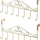 eywlwaar Gold Over The Door Hooks 7 Hanger Rack Heavy Decorative Metal Rack for Home Use Hats Coats Key Bag Clothes Scarfs Hooks (Golden) (2 Pack-Golden)