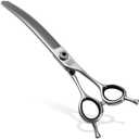 Fenice Totem Dog Grooming Scissors: 7.5 inch Professional Pet Curved Thinning Shears Made Of Japanese 440C Advanced Stainless Steel for Dogs Cats and Other Pets