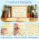 1280 Pcs Gold Letter Stickers Glitter Alphabet Stickers, 16 Sheets Self-Adhesive A-Z Letters with Numbers&Symbols, Sparkly DIY Craft Decals for Graduation Cap Water Bottles Scrapbooking Supplies(Gold)