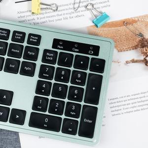 Wireless Keyboard and Mouse, 2.4GHz Cordless Silent Keyboard Mouse Combo, Optical Mouse, Plug and Play USB Receiver, Compatible with Windows, Mac, Laptop, and PC  Ideal for Office UseBlack Green