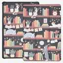 Case for Amazon Fire HD 10 (9th / 7th Generation, 2019/2017 Released), Lightweight Trifold Stand Protective Cover with Auto Wake/Sleep, Bookshelf Cat