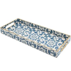 Bathroom Vanity Tray for Countertop, Small Plastic Toilet Tank Tray Versatile Storage & Organization Tray for Makeup, Perfume, Desk, Kitchen, Candles, 13.7"x6"x1.4", 35Boho1 (15multi1)