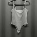 MANGOPOP Women's Cami Thong Bodysuit Double Lined Square Neck Backless Body Suit Adjustable Spaghetti Strap Tank Tops Size Small