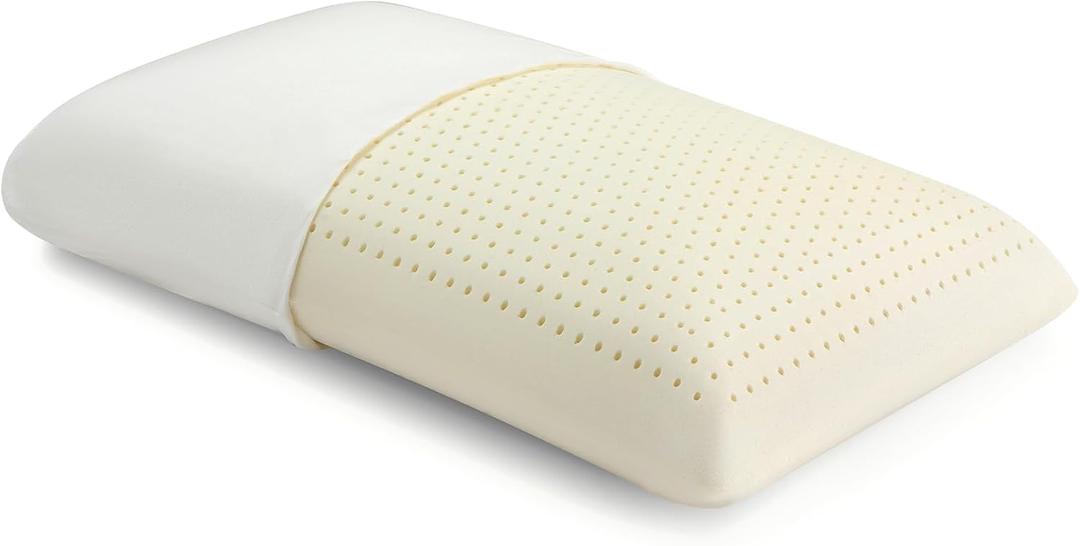 100% Natural Talalay Latex Pillow for Sleeping with Removable Cotton Cover, Premium Soft Bed Pillow Helps Relieve Pain and Pressure, Suitable for Side Back or Stomach Sleepers (Standard (Firm)