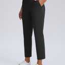 Women's Golf Pants with Deep Pockets Stretch 7/8 High Waisted Travel Pants Ankle Pants Casual (Black, XXL)