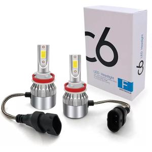 2PCS H11/9006/9005/H7/H4/H13/9007/9004 Car LED Light, 6000K 3800LM Super Bright High and Low Beam Bulb C6 LED Fog Light Headlight Bulb Replacement, Plug & Play, Car/trucks (H8/H9/H11)