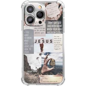 Jesus Quotes Case for iPhone 13 Pro,Christian Bible Verse Collage,Unique Trendy TPU Bumper Case Compatible with iPhone 13 Pro