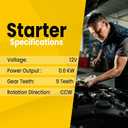 Starter Compatible with Gravely John Deere Kubota Kawasaki Engines FH500V, FH541V, FH601V, FH641V, FH680V Replaces Part Numbers AM127877 AM133636 MIA11408 211637002 211637014 21163-7026