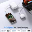 YKZ 10000mAh Portable Charger with Built-in Retractable C Cable, Fast Charging Power Bank with USB-C & USB-A Output, Compact Battery Pack for Travel, Flight Approved