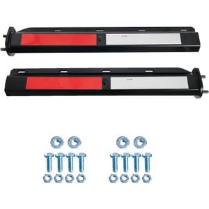 2 Pack Straight Mudflap Hangers Brackets Mud Flap Holder Mounting Kit 30" Length Spring Loaded with Reflective Tapes fit for 2-1/2" Bolt Spacing Semi Trucks, Black