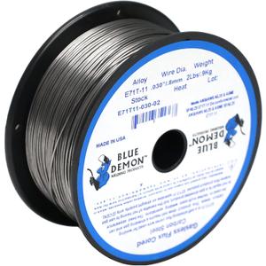 Blue Demon E71T-11 X .030 X 2LB Spool gasless flux core welding wire, 0.03, Silver