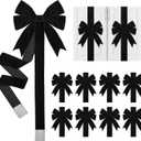 8 Pcs Christmas Velvet Cabinet Door Bows and Ribbons Large Black Velvet Bows for Christmas Cabinet Door Xmas Bows and Ribbon for Kitchen Furniture Winter Holiday Home Party Decoration Gifts