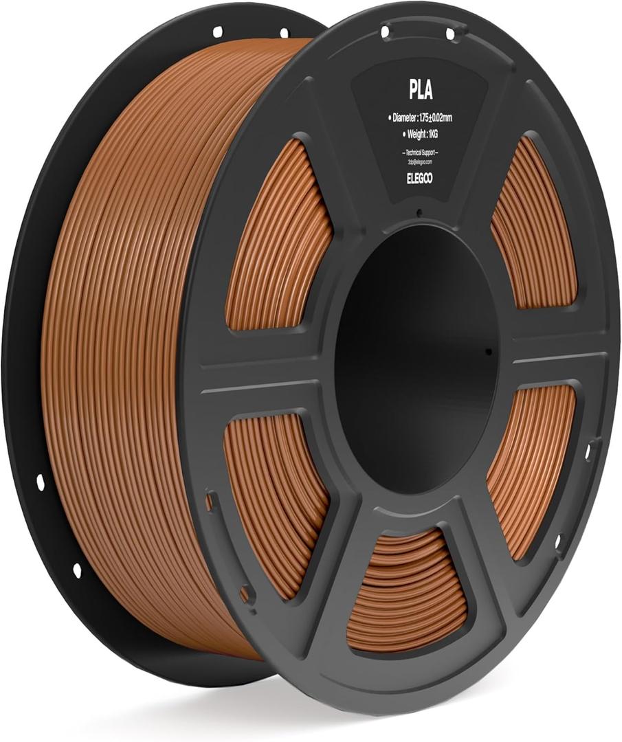 ELEGOO PLA Filament 1.75mm Brown 1KG, 3D Printer Filament Dimensional Accuracy +/- 0.02mm, 1kg Spool(2.2lbs) Fit Most FDM 3D Printers