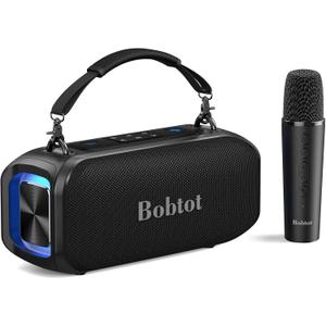Small Portable Speaker for Adults with Wireless Microphone, Bluetooth Speaker, Punchy Bass, Four Magic Sound Voice Effects, Home Karaoke Player