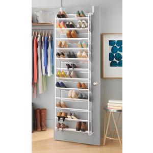 Whitmor 36 Pair Over The Door Shoe Organizer, 12 Tier Hanging Shoe Organizer, Heavy Duty Metal & Mesh Shoe Holder, Hanging Shoe Rack for Closet Organizer & Storage, 74"H x 21.7"W x 7.5"D, White