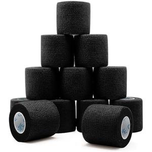 OK TAPE 12 Rolls Self Adhesive Bandage Wrap, Elastic Athletic Tape, Self Stick Bandage Tape, Vet Wrap, Medical Wrap for Wrist, Feet, 2" x 5 Yards - Black